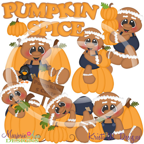 Pumpkin Spice Gingers 2 SVG Cutting Files + Clipart - Click Image to Close